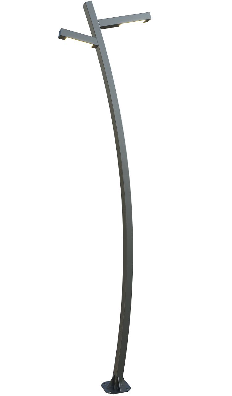 Curved LED pole 14 ft. Amsterdam OD 4x3 (Galvanized steel) Two sides 120W 16200Lm